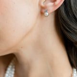 Silvine aqua zirconia and pearl earrings (silver)