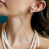 Silvine aqua zirconia and pearl earrings (silver)