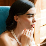 Silvine aqua zirconia and pearl earrings (silver)