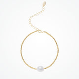 Single freshwater baroque pearl gold bracelet