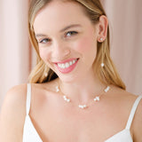 Single freshwater pearl and crystal chain drop earrings (gold)