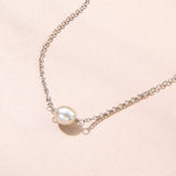 Single pearl choker necklace (silver) - Liberty in Love