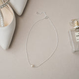 Single pearl choker necklace (silver) - Liberty in Love