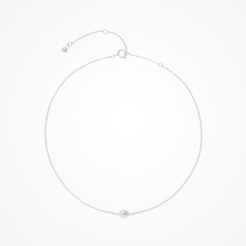 Single pearl choker necklace (silver) - Liberty in Love