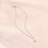Single round pearl pendant necklace (silver) - Liberty in Love