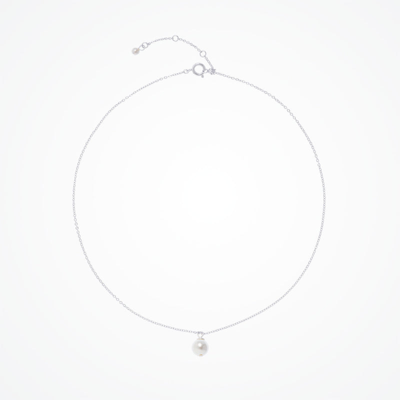 Single round pearl pendant necklace (silver) - Liberty in Love