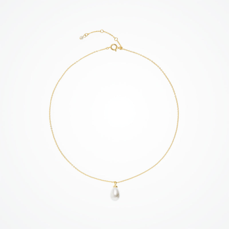 Single teardrop pearl pendant necklace (gold) - Liberty in Love