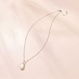 Single teardrop pearl pendant necklace (silver) - Liberty in Love
