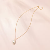 Single teardrop pearl pendant necklace (gold) - Liberty in Love