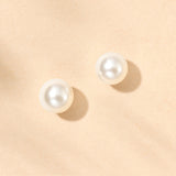 Small pearl button stud earrings (gold)