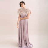 Smoked blush ostrich feather cape - Liberty in Love