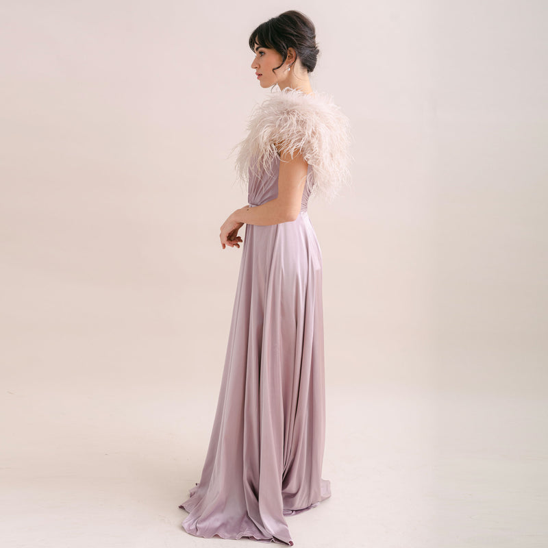 Smoked blush ostrich feather cape - Liberty in Love