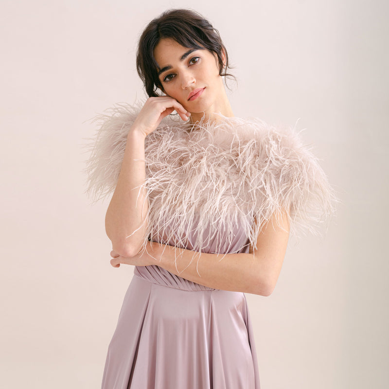 Smoked blush ostrich feather cape - Liberty in Love