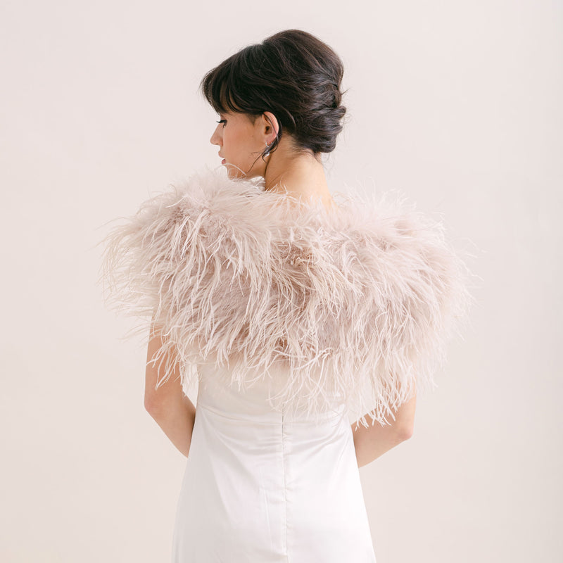 Smoked blush ostrich feather cape - Liberty in Love