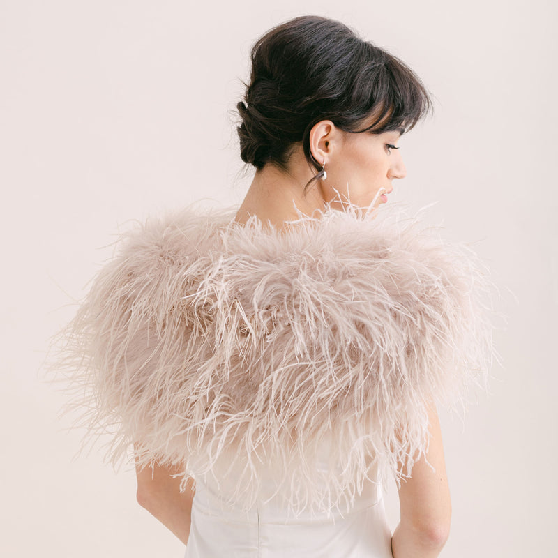 Smoked blush ostrich feather cape - Liberty in Love
