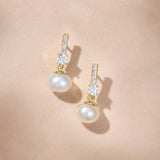 Sorella delicate pearl and zirconia earrings (gold)