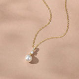 Sorella delicate pearl and zirconia pendant necklace (gold)