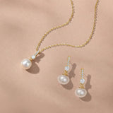 Sorella loop pearl earrings and pendant set (gold)