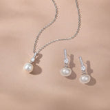 Sorella loop pearl earrings and pendant set (silver)