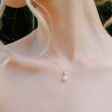 Sorella loop pearl earrings and pendant set (silver)