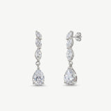 Stanford marquise and pear zirconia drop earrings (silver)