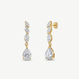 Stanford marquise and pear zirconia drop earrings (gold)