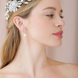 Sylvie deco fan pearl drop earrings (silver) - Liberty in Love