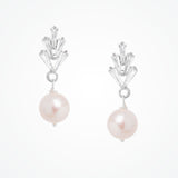 Sylvie deco fan pearl drop earrings (silver) - Liberty in Love