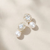 Syren statement zirconia and pearl earrings (gold)