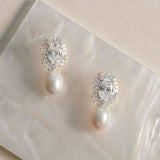 Syren statement zirconia and pearl earrings (silver)