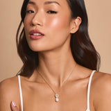 Syren halo crystal pearl pendant necklace (gold)