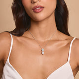 Syren zirconia pearl earrings and pendant necklace set (silver)