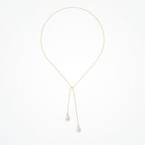 Teardrop pearl droplet lariat necklace (gold)