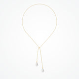 Teardrop pearl droplet lariat necklace (gold)