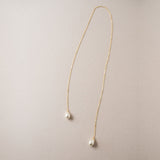 Teardrop pearl droplet lariat necklace (gold) - Liberty in Love