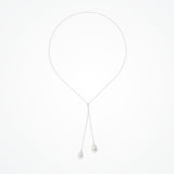 Teardrop pearl droplet lariat necklace (silver) - Liberty in Love