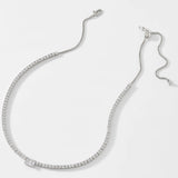 Tennis anyone emerald-cut zirconia tennis necklace (silver)