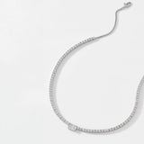 Tennis anyone emerald-cut zirconia tennis necklace (silver)