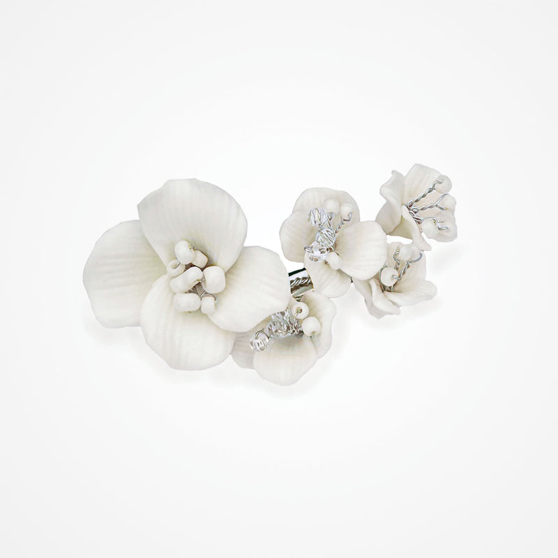 Tigerlily ceramic floral clip (silver) - Liberty in Love