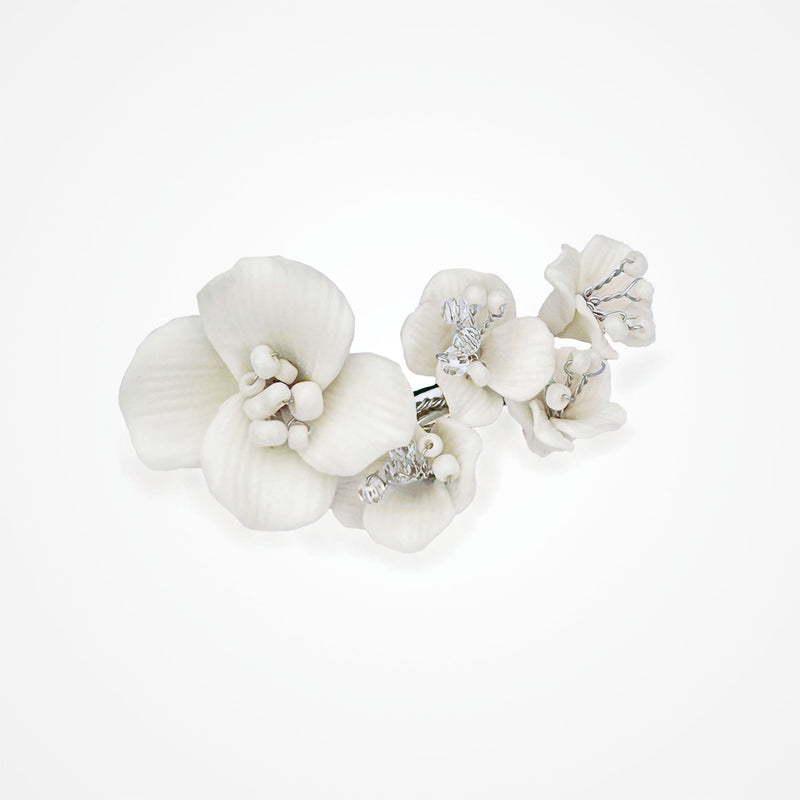 Tigerlily ceramic floral clip (silver)