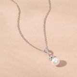 Violette floral pearl pendant necklace (silver)