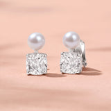 Tulum zirconia pearl clip-on earrings (silver)
