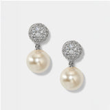 Under the Sea pavé pearl double drop earrings (silver)