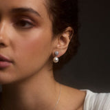 Under the Sea pavé pearl double drop earrings (silver)