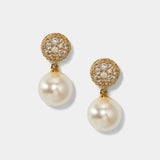 Under the sea pavé pearl double drop earrings (gold)