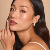 Veda large pearl and brilliant-cut crystal earrings (silver)
