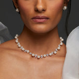 Venus pearl cluster collar necklace (silver)