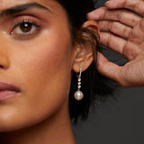 Venus pearl drop leverback earrings (silver)