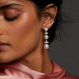 Venus pearl linear earrings (silver)