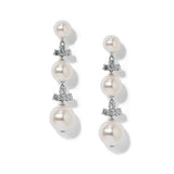 Venus pearl linear earrings (silver)